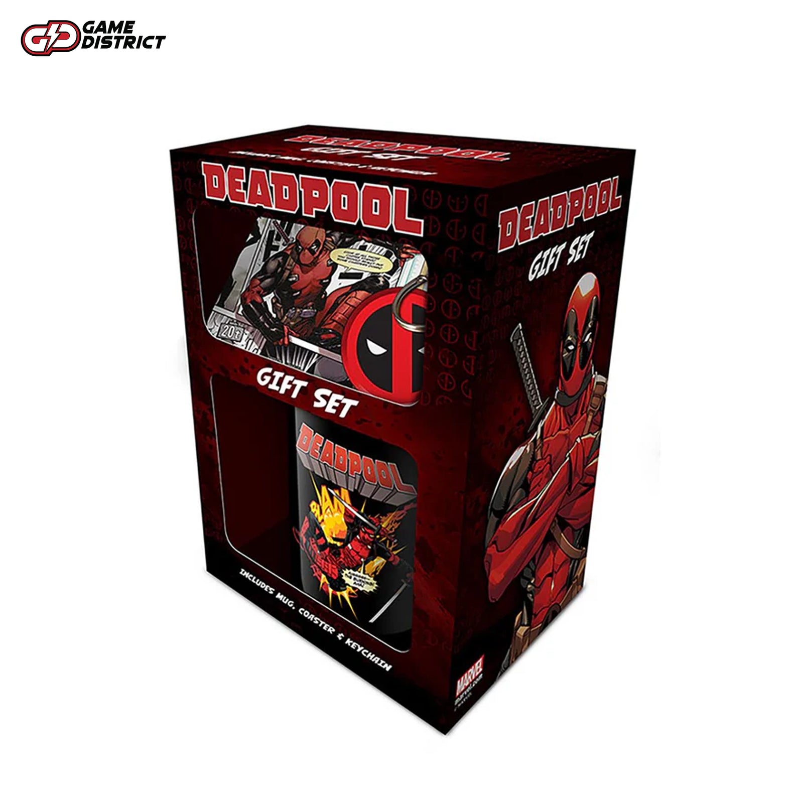 Deadpool (Merc Goals) Mug Coaster Keychain Gift Set