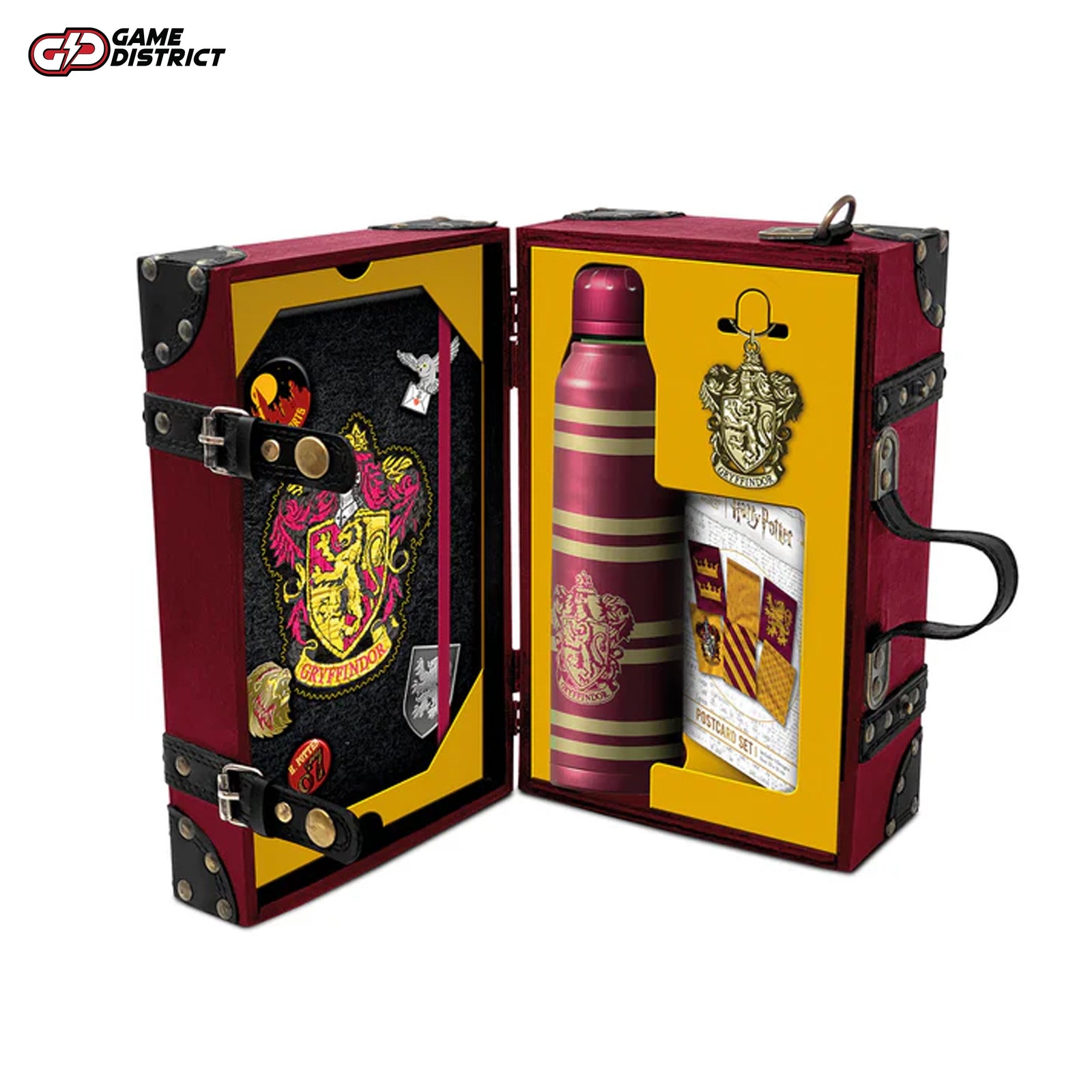 Gryffindor Trunk with Shoulder Strap: A Gryffindor-themed trunk featuring the house crest and an adjustable shoulder strap for easy carrying.