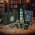 Slytherin Trunk with Body Strap: Close-up of the Harry Potter-themed green trunk featuring the Slytherin crest and strap.