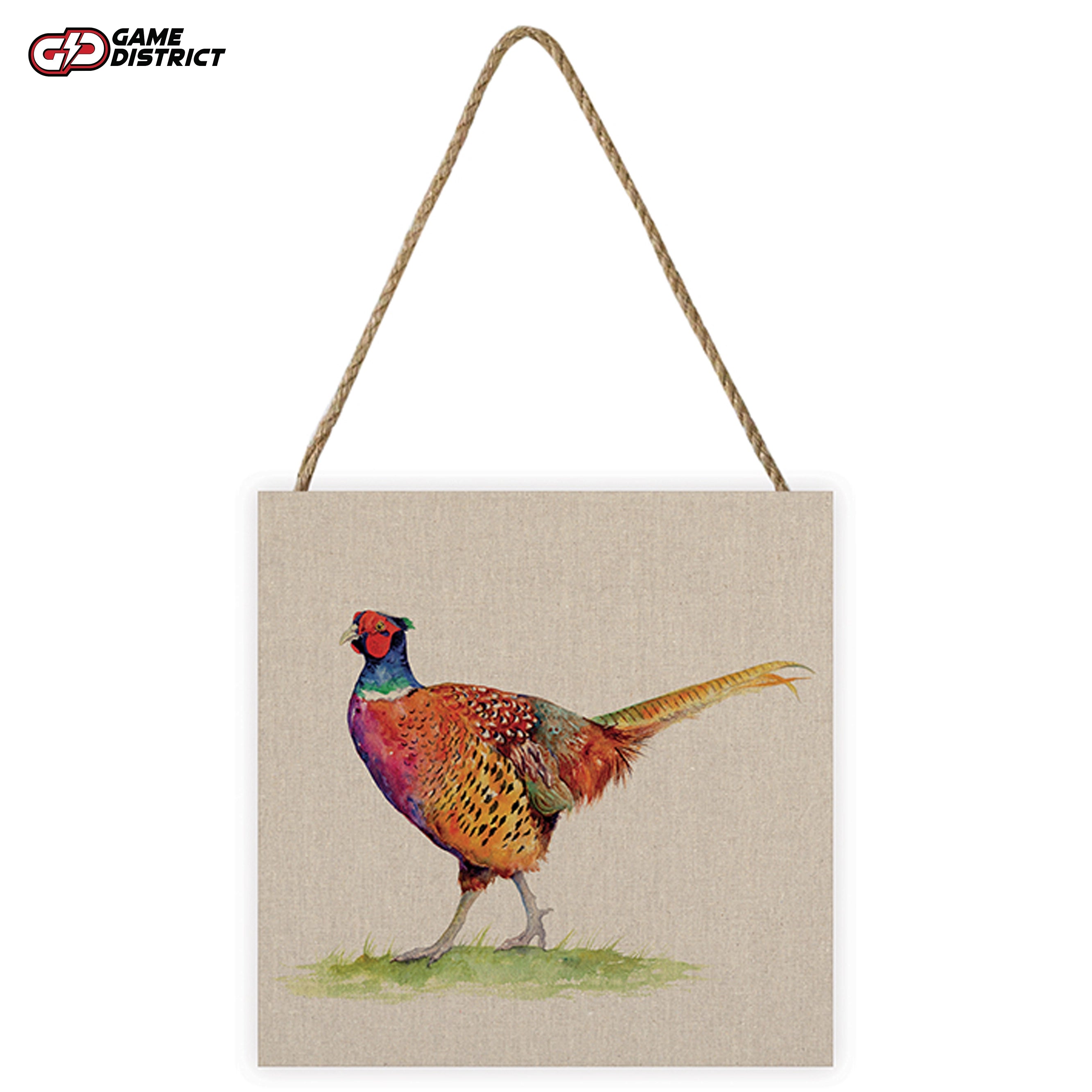 "Jane Bannon (Granville) 20x20cm wooden block featuring an elegant printed design with white edges."
"Close-up of Jane Bannon (Granville) wooden panel showcasing natural woodgrain, knots, and hanging string for easy display."