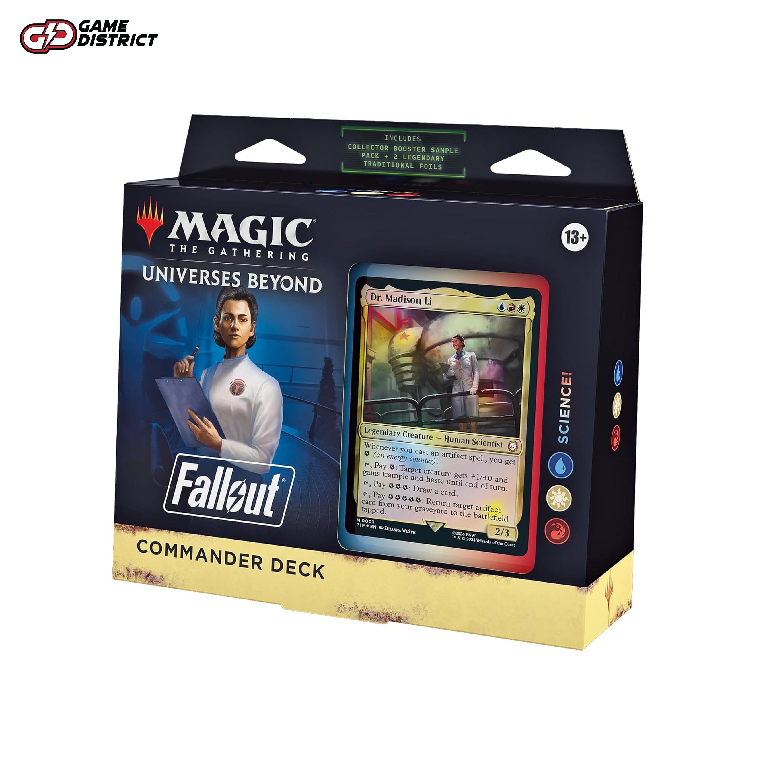 Magic: The Gathering Fallout Commander Deck - Science! (100-Card Deck, 2-Card Collector Booster Sample Pack + Accessories)