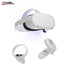 "Meta/Oculus Quest 2 VR Headset with controllers, 128GB model displayed on a clean white background."
"Close-up of Oculus Quest 2 headset and controllers showing ergonomic design and modern features."
"Meta Quest 2 VR system with Guardian boundary and passthrough safety features in use."
"Virtual reality experience using the Meta Quest 2 headset and controllers in an immersive gaming environment."