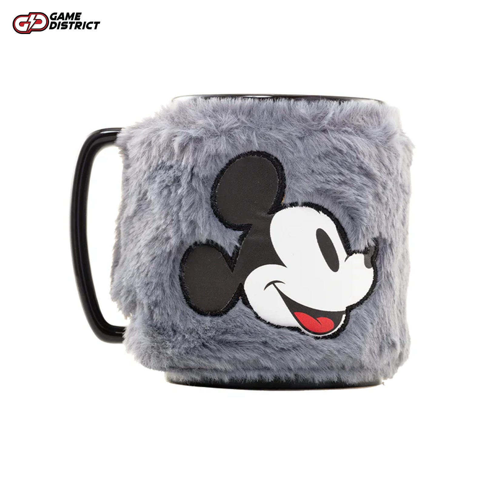 Mickey Mouse (Smile) 450ml fuzzy mug with removable cozy cover, featuring classic Mickey artwork, perfect for Disney fans.