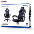 "NACON Gaming Chair Official PlayStation Edition in black and white, showcasing ergonomic design."
"Side view of the NACON PlayStation gaming chair with adjustable height and comfortable armrests."
"Top-down view of the black and white NACON chair, highlighting its sturdy build and sleek finish."
"Close-up of the chair’s PlayStation branding and smooth-rolling wheels."