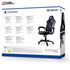 "NACON Gaming Chair Official PlayStation Edition in black and white, showcasing ergonomic design."
"Side view of the NACON PlayStation gaming chair with adjustable height and comfortable armrests."
"Top-down view of the black and white NACON chair, highlighting its sturdy build and sleek finish."
"Close-up of the chair’s PlayStation branding and smooth-rolling wheels."