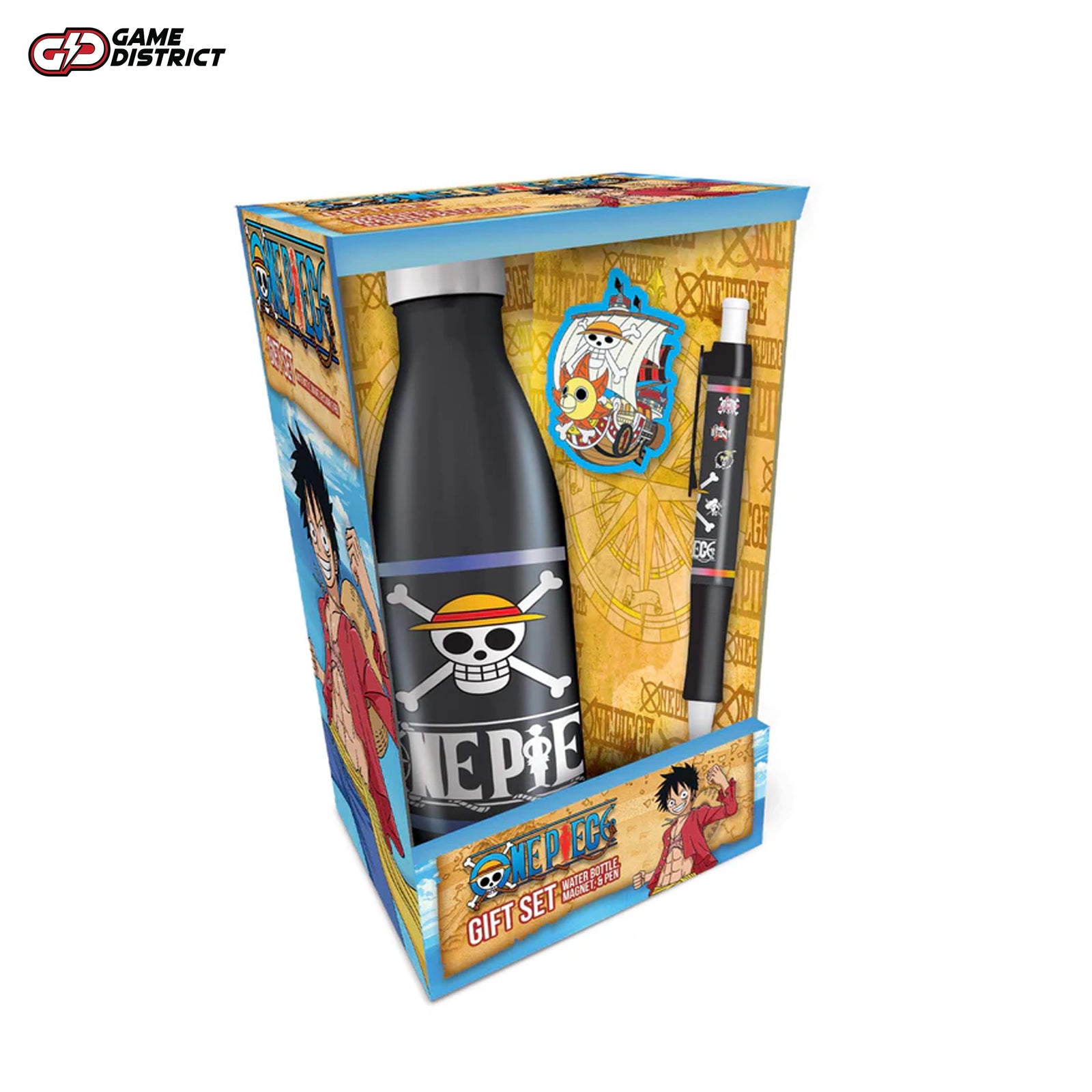 One Piece (Straw Hat Crew Skull Emblems) Gift Set (Bottle, Magnet & Pen)