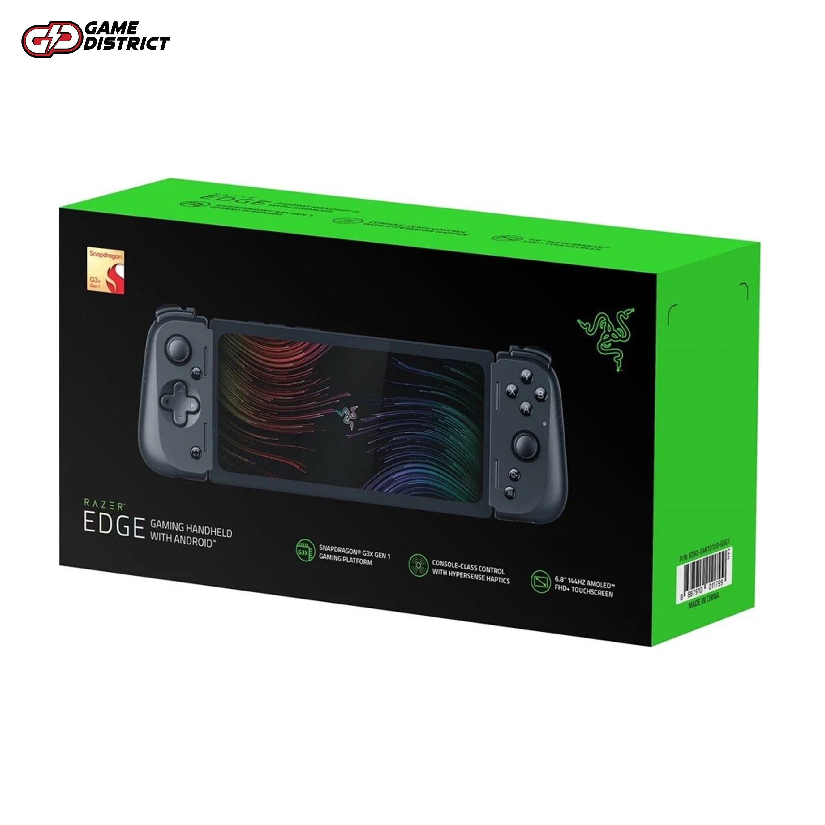 Razer Edge Gaming Tablet with Kishi V2 Pro Controller showcasing its sleek design and vibrant 6.8-inch AMOLED touchscreen