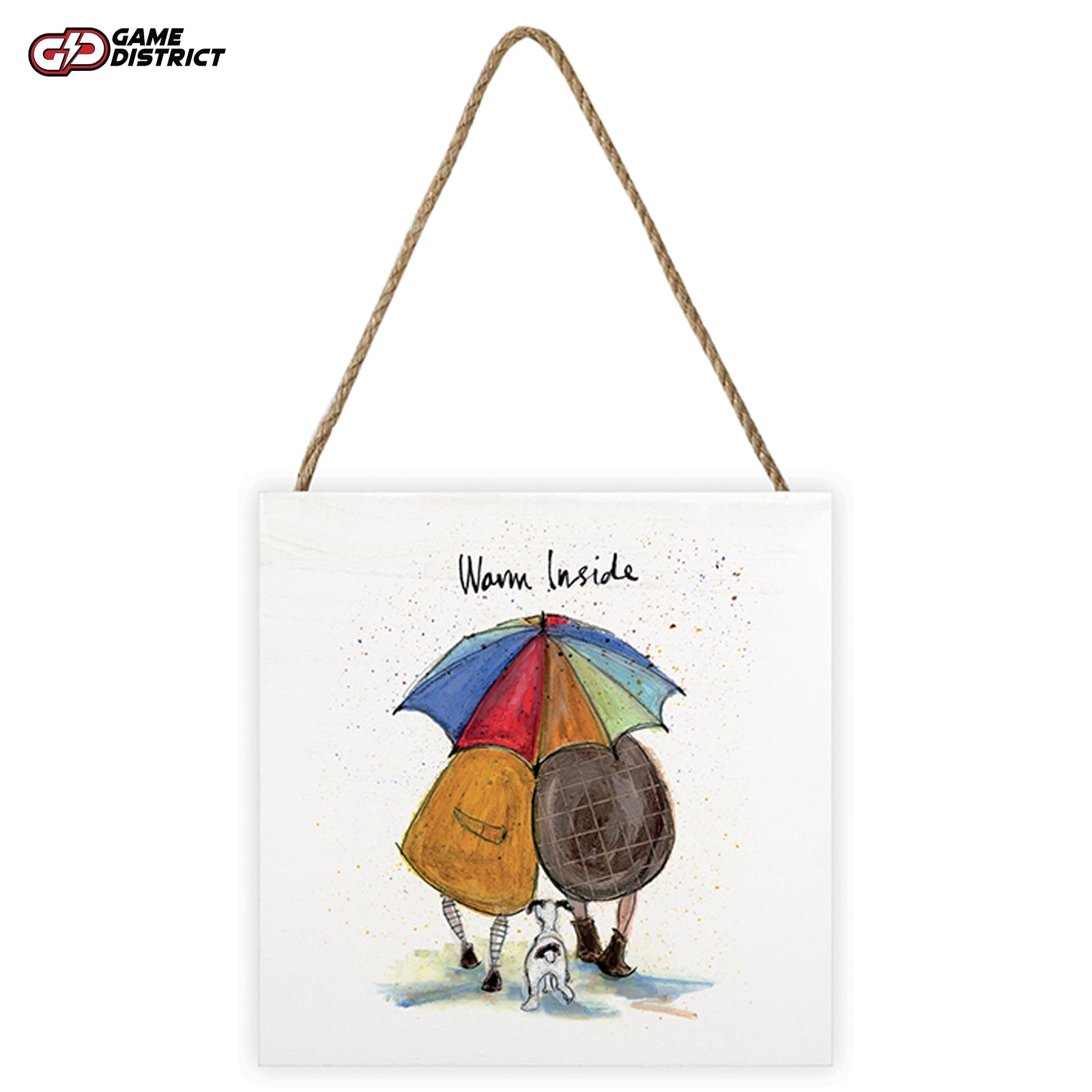 Sam Toft (Warm Inside) wooden block featuring a printed panel with white edges, size 20x20cm.