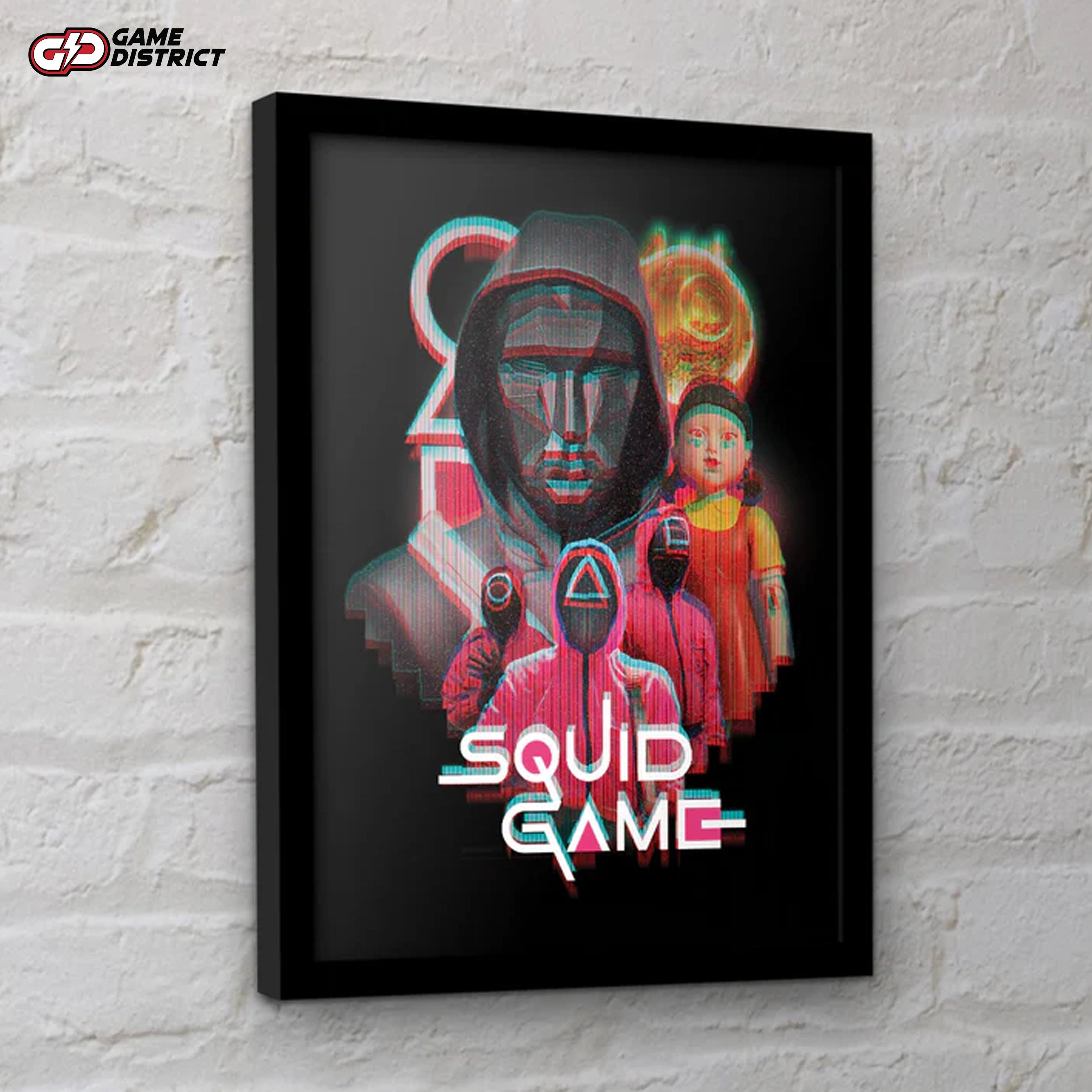 "Framed collector print featuring the dramatic 'Namon' scene from Squid Game 2."
"Close-up of the professionally framed 'Namon' artwork from Squid Game 2."
"High-quality Squid Game 2 print displayed in a modern living room setting."
"Display-ready Squid Game 2 'Namon' collector print, perfect for fans and collectors."