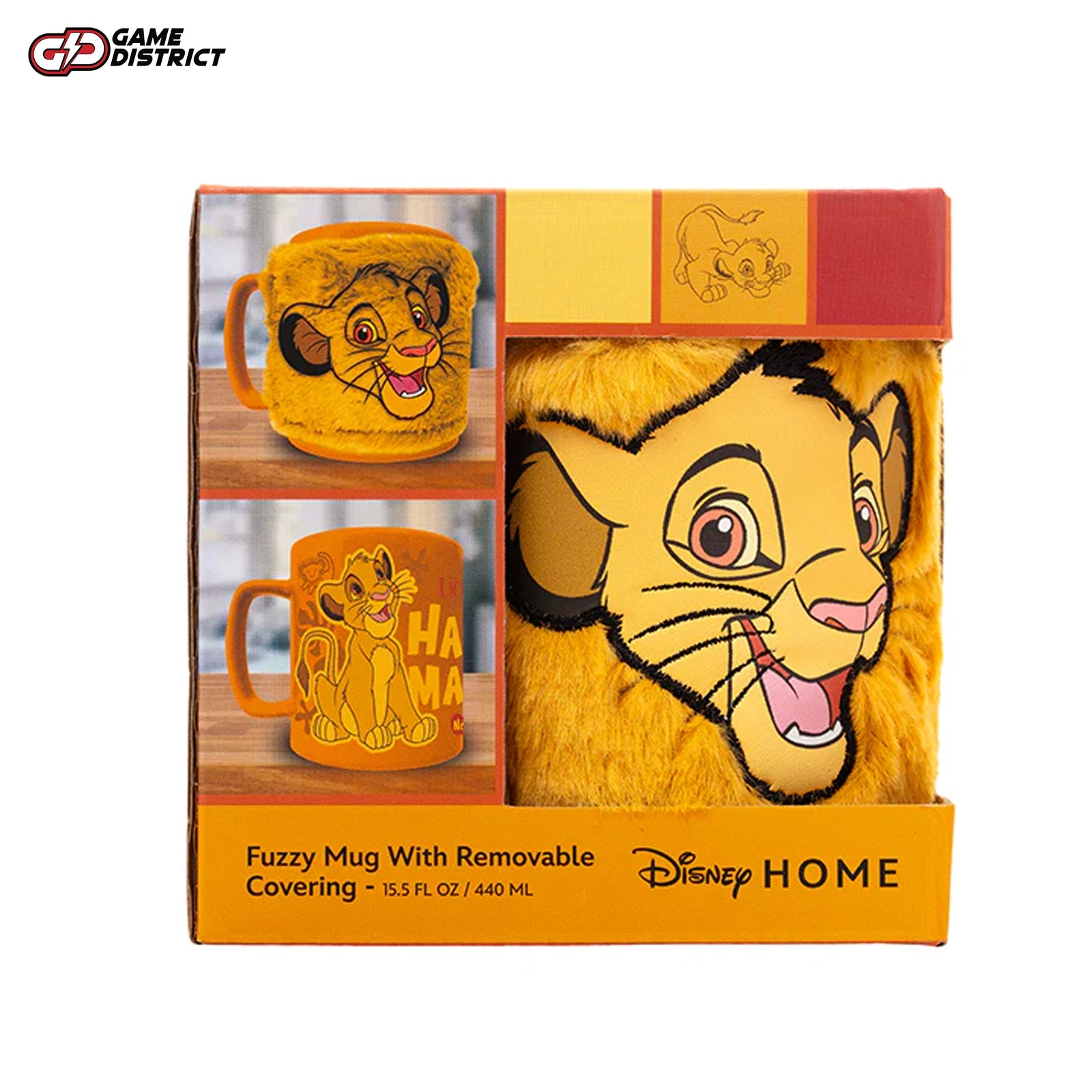 The Lion King (Simba Smiling Face) Fuzzy Mug – 450ml officially licensed ceramic mug with a removable fuzzy cozy wrap, featuring Simba’s cheerful expression, perfect for Disney fans and collectors.
