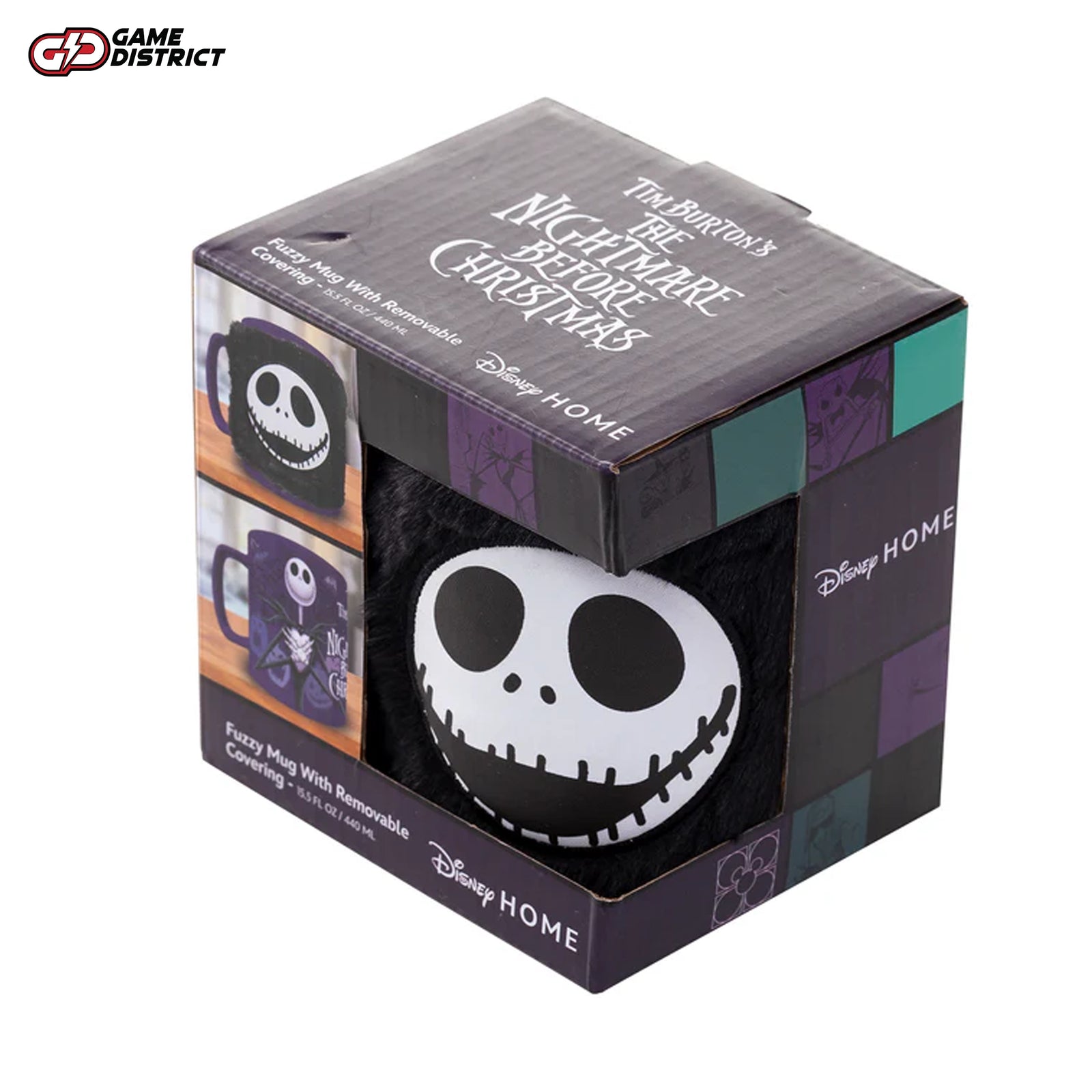 The Nightmare Before Christmas (Jack Skellington) 450ml fuzzy mug with a removable cozy cover, perfect for Halloween and Disney fans.