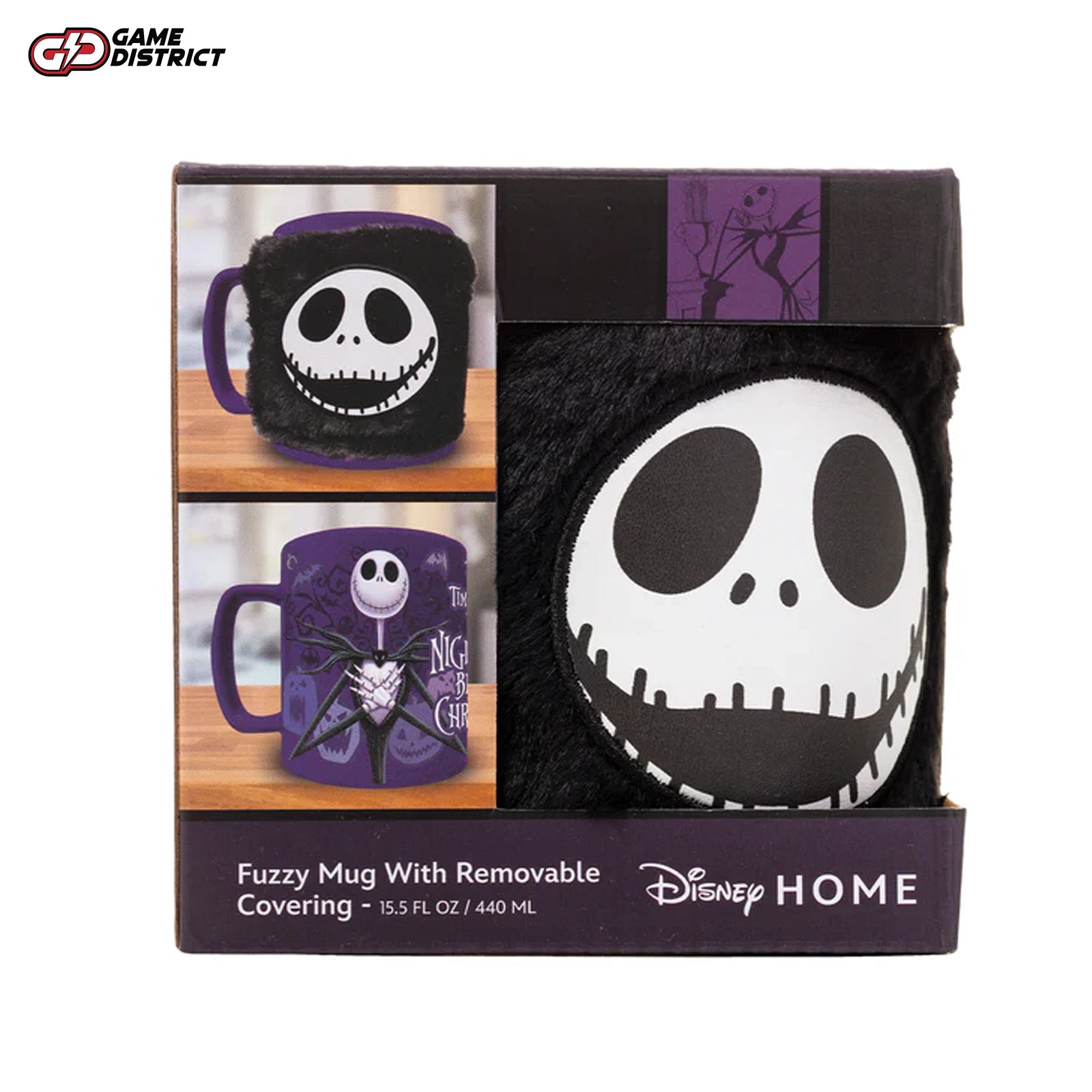 The Nightmare Before Christmas (Jack Skellington) 450ml fuzzy mug with a removable cozy cover, perfect for Halloween and Disney fans.