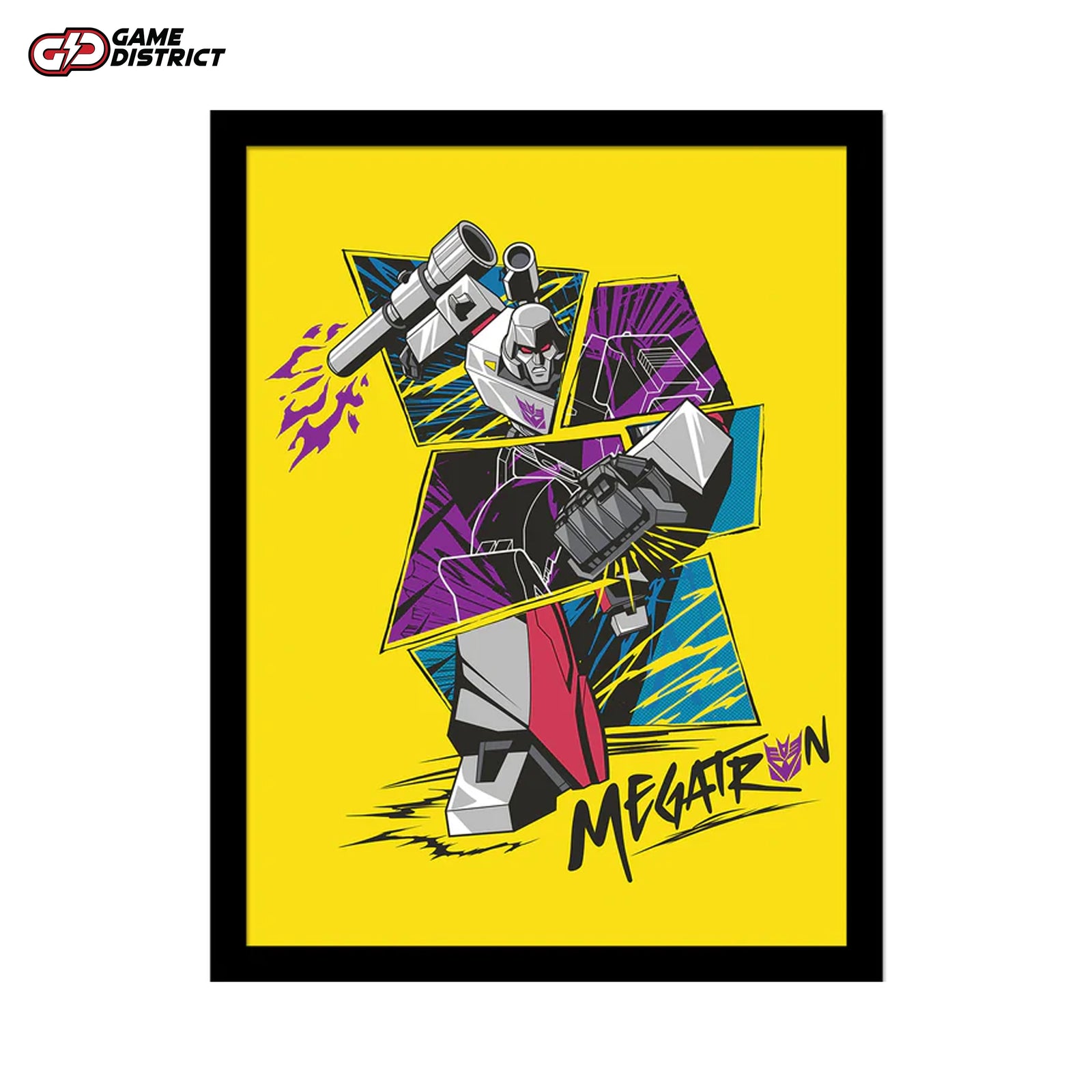 Transformers (Megatron) Framed Collector Print – High-quality framed artwork featuring Megatron, leader of the Decepticons, in a bold and dynamic pose.