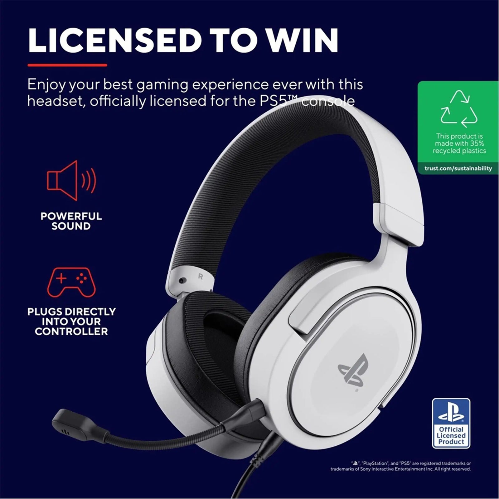 Trust GXT 498W Forta Headset for PS5 -White